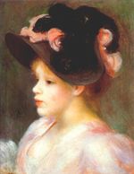 Girl with a pink and black hat 1890